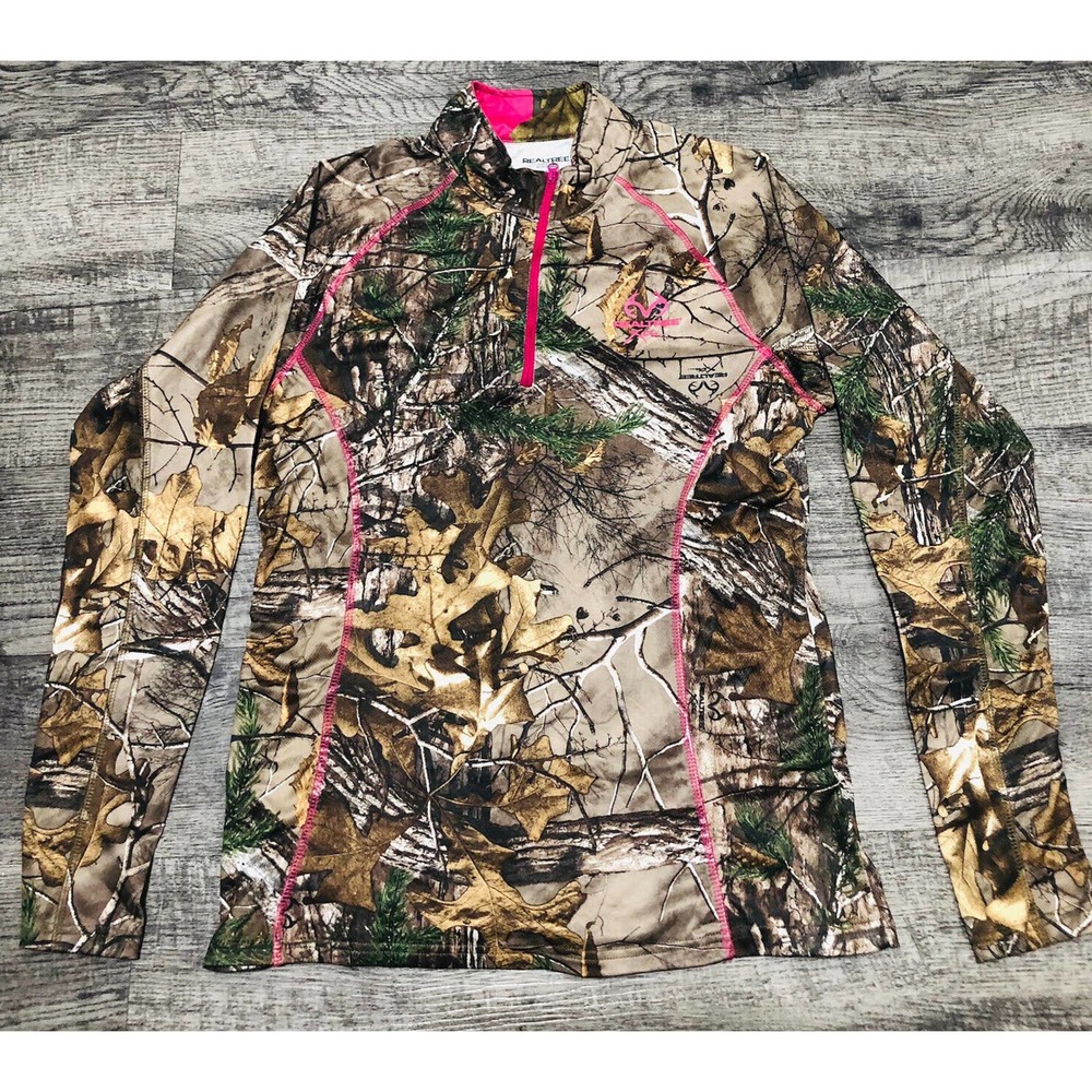 Realtree Camo Pullover Half Zip Sweatshirt Men’s Camouflage Sz L (42-44) A6